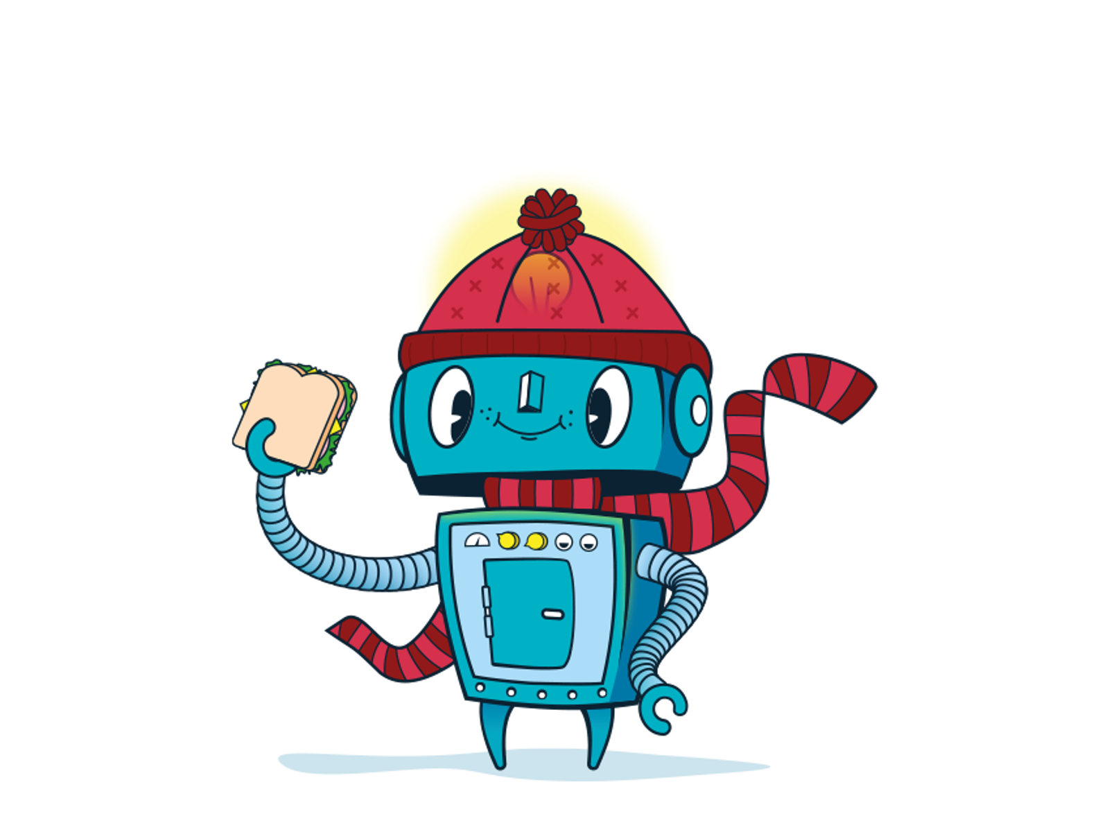 Elmer energiagent spiser en sandwich